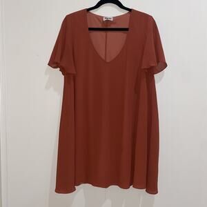 SHOW ME YOUR MUMU Chiffon Fall Autumn Orange Kylie Mini Dress Size M Boho Flowy